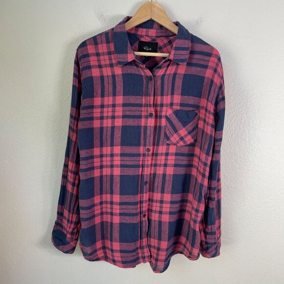 Rails Womens Medium Charli Button Up Shirt Linen Blend Long Sleeve Top - Picture 2 of 9